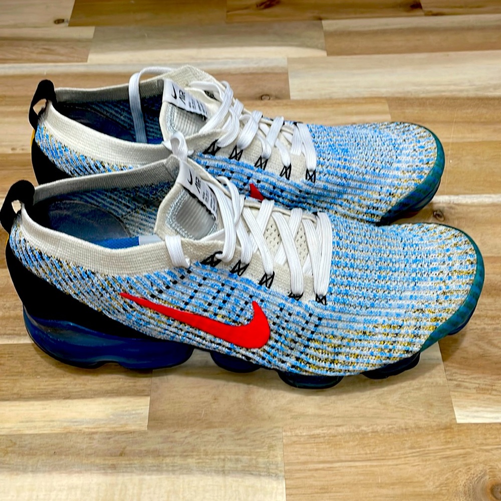 Nike Air VaporMax Flyknit 3 'Photo Blue Gold' Size 12 Men’s